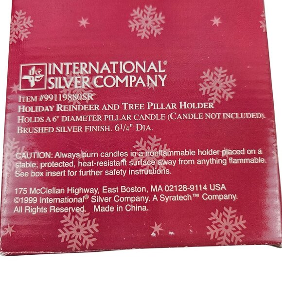 International Silver Holiday Reindeer Tree Pillar Holder 6.25 in Brushed Silver - Picture 9 of 10